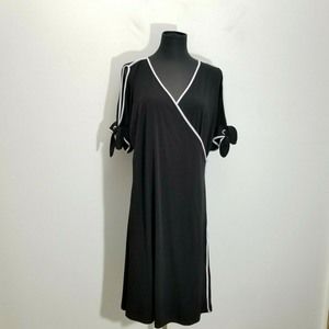 Ivanka Trump Dress 1X Black Wrap Cold Shoulder Tie